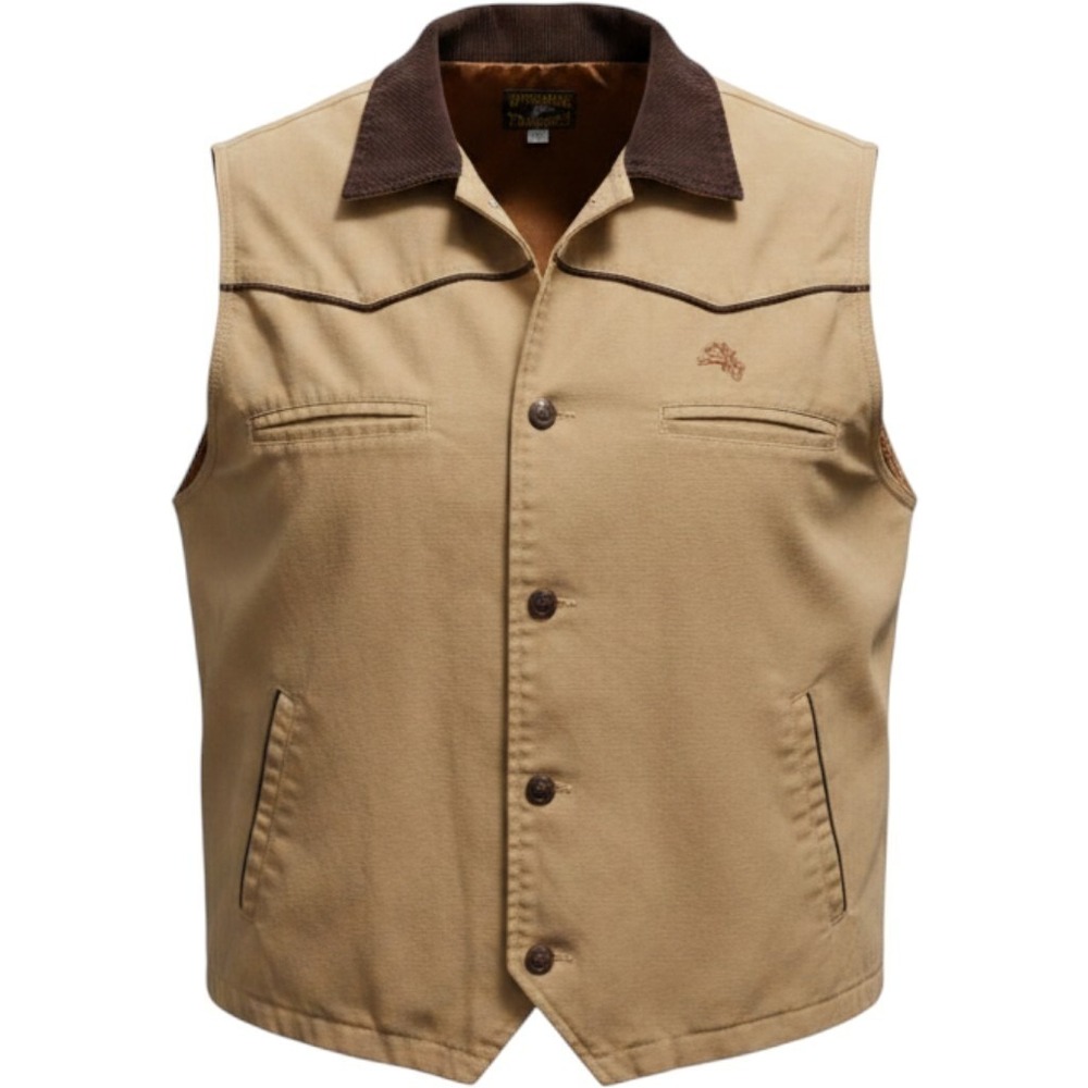 Wyoming Traders Vest Mens XXL 2XL Brown Western Cowboy Rodeo Work Canvas